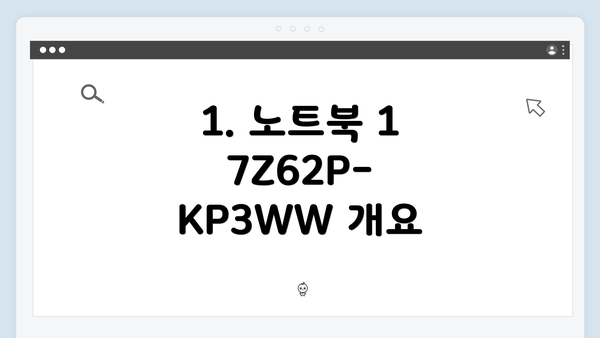 1. 노트북 17Z62P-KP3WW 개요