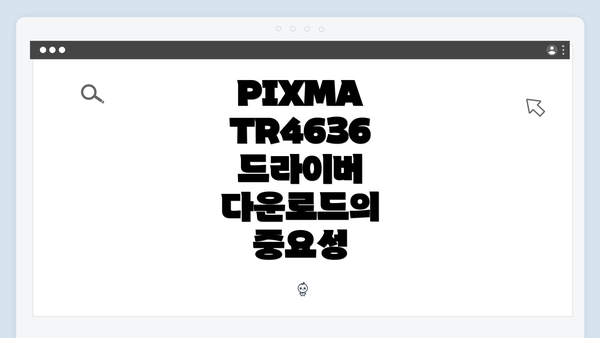 PIXMA TR4636 드라이버 다운로드의 중요성