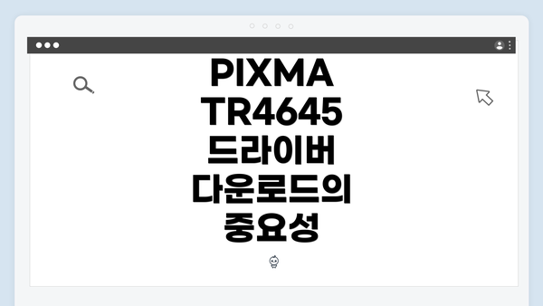 PIXMA TR4645 드라이버 다운로드의 중요성