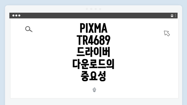 PIXMA TR4689 드라이버 다운로드의 중요성