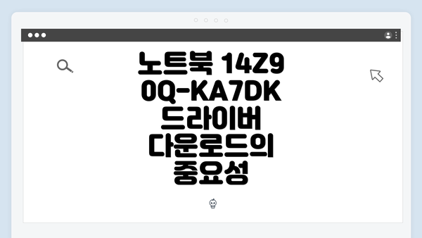 노트북 14Z90Q-KA7DK 드라이버 다운로드의 중요성