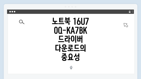 노트북 16U70Q-KA7BK 드라이버 다운로드의 중요성