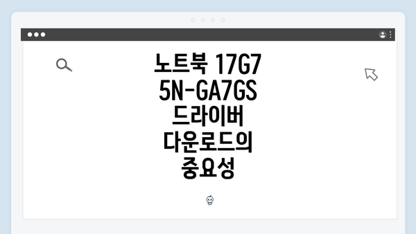 노트북 17G75N-GA7GS 드라이버 다운로드의 중요성