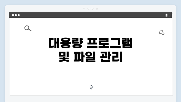 대용량 프로그램 및 파일 관리