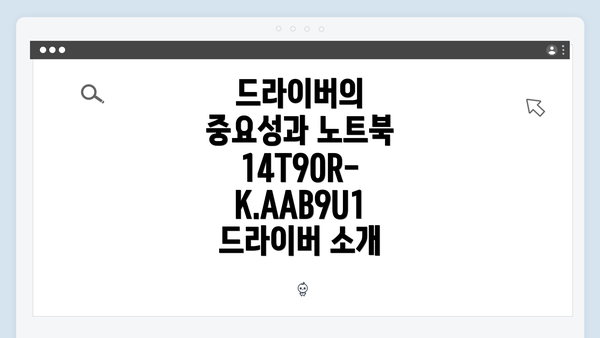드라이버의 중요성과 노트북 14T90R-K.AAB9U1 드라이버 소개