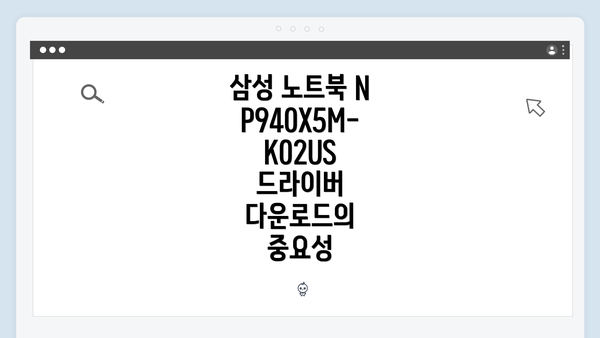 삼성 노트북 NP940X5M-K02US 드라이버 다운로드의 중요성