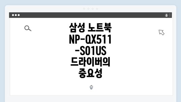 삼성 노트북 NP-QX511-S01US 드라이버의 중요성