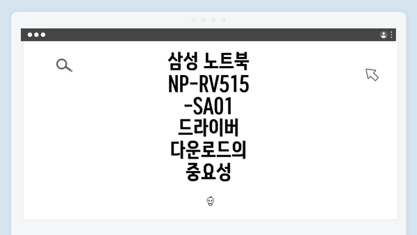 삼성 노트북 NP-RV515-SA01 드라이버 다운로드의 중요성