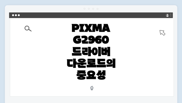 PIXMA G2960 드라이버 다운로드의 중요성
