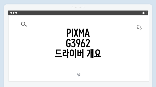 PIXMA G3962 드라이버 개요
