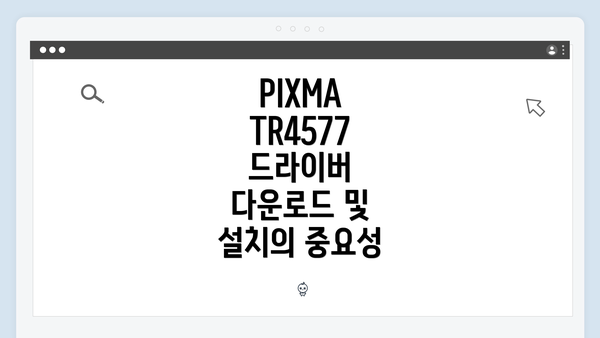 PIXMA TR4577 드라이버 다운로드 및 설치 방법 완벽 가이드