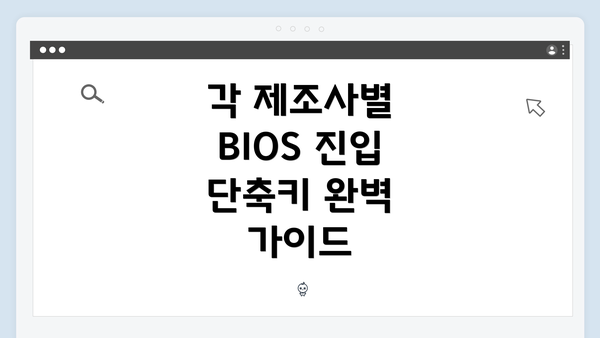 각 제조사별 BIOS 진입 단축키 완벽 가이드