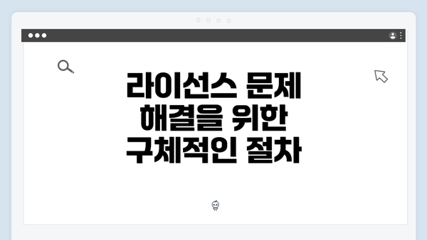 라이선스 문제 해결을 위한 구체적인 절차