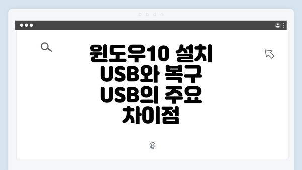 윈도우10 설치 USB와 복구 USB의 주요 차이점