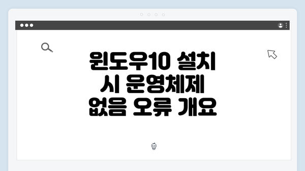 윈도우10 설치 시 운영체제 없음 오류 개요