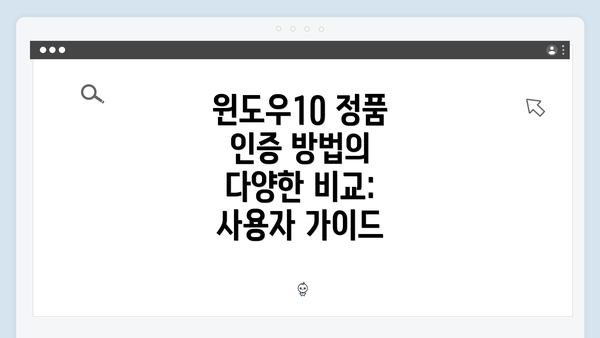 윈도우10 정품 인증 방법의 다양한 비교: 사용자 가이드