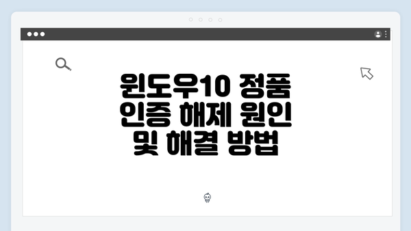 윈도우10 정품 인증 해제 원인 및 해결 방법