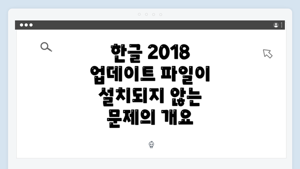 한글 2018 업데이트 파일이 설치되지 않는 문제의 개요