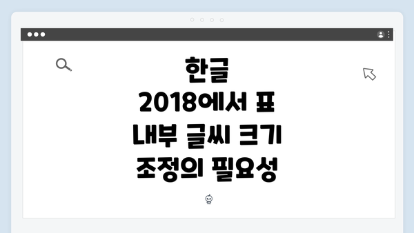 한글 2018에서 표 내부 글씨 크기 조정의 필요성